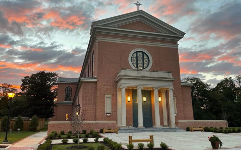 Saint Mary of Sorrows at sunset